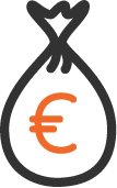 Icone d'une bourse d'argent avec un symbole € (euro) représentant l'optimisation de vote cash avec Prévencys